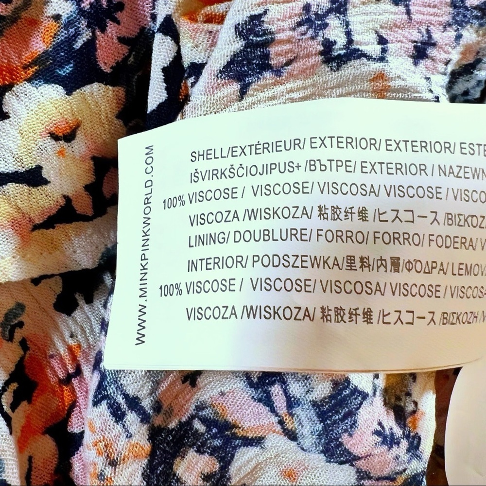 MINK PINK Dress Womens Small Floral Print Good Girl Faux Wrap Flutter Sleeve - Picture 6 of 11
